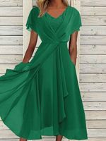 Chiffon Plain Casual Dress - thumbnail