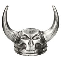 Atosa Carnaval verkleed Viking helm - grijs - met hoorns - plastic - heren   -