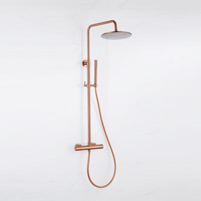 Fortifura Calvi Regendoucheset - thermostatisch - 25cm hoofddouche - gladde slang - staaf handdouche - Geborsteld koper PVD (Koper) SW1159502 SW799407