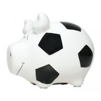 Spaarpot spaarvarken wit met voetbal print - 12 cm - Voetbal thema