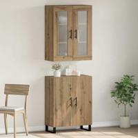 Hoge kast artisanaal eikenkleurig 69,5 x 34 x 180 cm