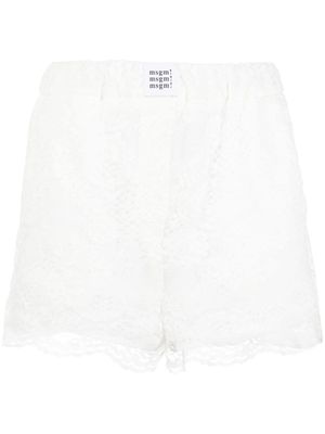 MSGM short court à empiècement en dentelle - Blanc