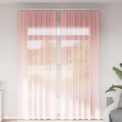 Gordijnen voile met lussen 2 st 140x260 cm roze