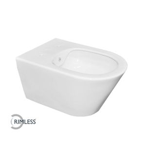 Wiesbaden Wandcloset Luxe Rimless 53 cm Inclusief Bidet-functie Wit