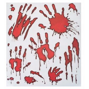 Horror raamstickers bloedende handafdrukken - 30 x 40 cm - halloween decoratie