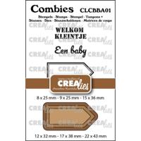 Crealies • combies stempelset baby 01: 2 teksten + 1 tag/label