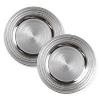 Onderborden - 4x - zilver - 33 cm - rond - kunststof - Diner/kerstdiner borden Onderborden - 4x - zilver - 33 cm - rond - kunststof - Diner/kerstdiner borden