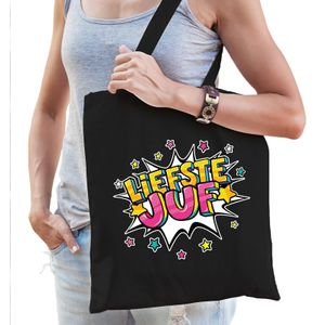 Liefste juf katoenen tas zwart voor dames