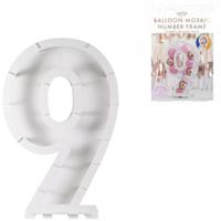 Ginger Ray ballon mozaiek 9 cijfer wit 85 cm | 8 stuks