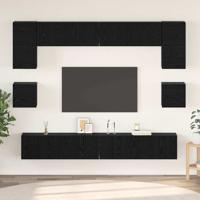 Tv-meubelset 8 pcs Zwart eiken 100 x 30 x 30 cm Bewerkt hout