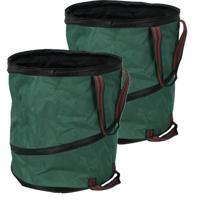 Progarden pop- 2x -up tuinafvalzak - opvouwbaar - rond - groen - 85 liter - bladeren opruimen