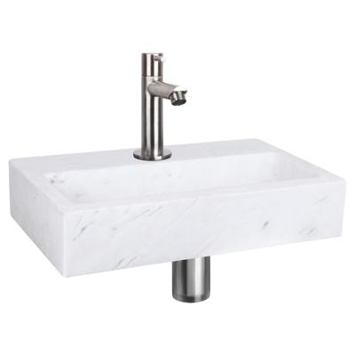 Differnz Flat fonteinset marmer - kraan recht - 38 x 24 x 8 cm - mat chroom