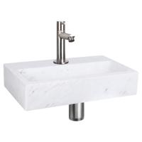 Differnz Flat fonteinset marmer - kraan recht - 38 x 24 x 8 cm - mat chroom