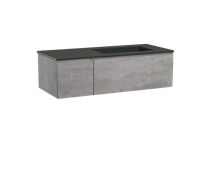 Storke Edge zwevend badmeubel 120 x 52 cm beton donkergrijs met Scuro asymmetrisch rechtse wastafel in mat kwarts