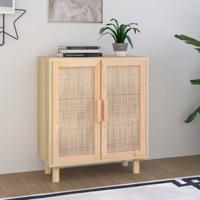 Dressoir 60x30x70 cm massief grenenhout en rattan bruin