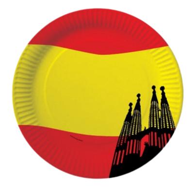 Spanje/Spaanse vlag thema wegwerp bordjes - 10x stuks - Dia 23 cm - karton - Feestartikelen