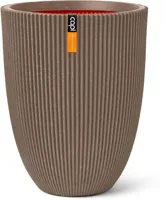 Capi nature groove nl elegant laag vaas 34x46 cm warme taupe