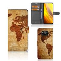 Xiaomi Poco X3 | Poco X3 Pro | Flip Cover | Wereldkaart Xiaomi Poco X3 | Poco X3 Pro | Flip Cover | Wereldkaart