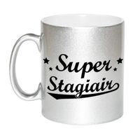 Super stagiair zilveren cadeau mok / beker met sterren 330 ml   - - thumbnail