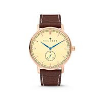 Kaliber 7KW-00003 Horloge met lederen band bruin-rosékleurig 40 mm
