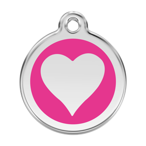 Heart Hot Pink roestvrijstalen hondenpenning large/groot dia. 3,8 cm - Reddingo
