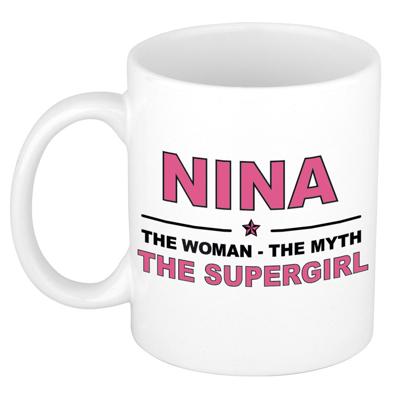 Nina cadeau mok - Woman Myth Supergirl - naam koffiemok - 300 ml - collega - moederdag Nina cadeau mok - Woman Myth Supergirl - naam koffiemok - 300 ml - collega - moederdag