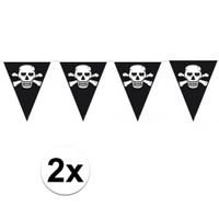 2x stuks Piraten vlaggenlijnen/vlaggetjes zwart