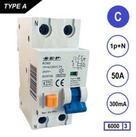 SEP Aardlekautomaat 50A C Kar 300mA 2 polig 36mm RCM2 Kema Keur 230V automaat en aardlek in een