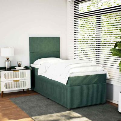 Boxspring met matras fluweel donkergroen 80x200 cm