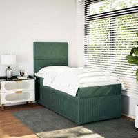 Boxspring met matras fluweel donkergroen 80x200 cm
