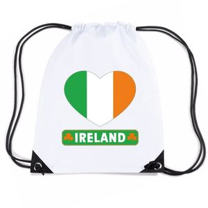 Nylon sporttas Ierland hart vlag wit   -