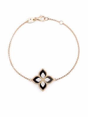 Roberto Coin bracelet Princess Flower en or rose 18ct serti de diamants et de jade