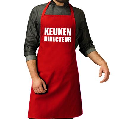 Cadeau schort voor volwassenen - keuken directeur - rood - keukenschort - verjaardag
