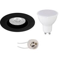 LED Inbouw Spot Set - GU10 - Rond Mat Zwart - 4W Warm Wit 3000K - Ø93mm