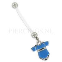 Navelpiercing zwangerschap romper blauw