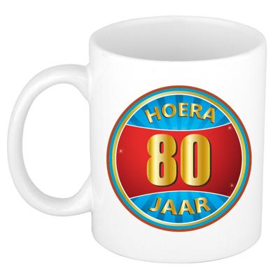 Verjaardag koffiemok - drinkbeker- hoera 80 jaar - verjaardag cadeau