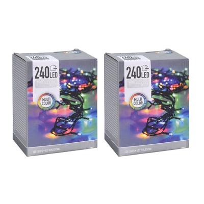 Kerstverlichting - 2x - lichtsnoer - gekleurd - 18 m - binnen/buiten Kerstverlichting - 2x - lichtsnoer - gekleurd - 18 m - binnen/buiten