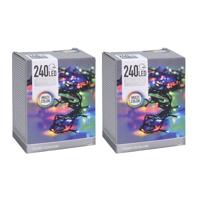 Kerstverlichting - 2x - lichtsnoer - gekleurd - 18 m - binnen/buiten