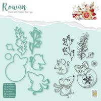 Nellie's Choice • rowan cutting die & clear stamp muis met kerstbal 14st.