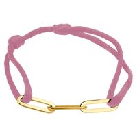 Armband Drie Ovale schakels satijn-zilver oudroze-goudkleurig 13-26 cm