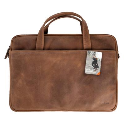 AccezzLeather Laptoptas 16 inch Laptop tas Bruin