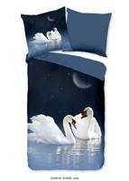 Pure Dekbedovertrek "zwanen" - Blauw - (135x200 cm) - Microfiber