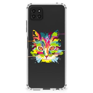 Samsung Galaxy A22 5G Stevig Bumper Hoesje Cat Color