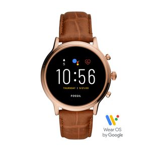 Horlogeband Smartwatch Fossil FTW6063 Leder Bruin 22mm