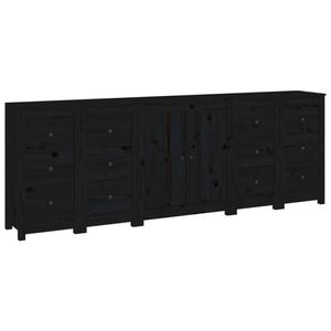 The Living Store Dressoir Grenenhout - Zwart - 230 x 35 x 80 cm - Opbergruimte - Stevig blad