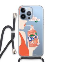 Peach please!: iPhone 13 Pro Transparant Hoesje met koord