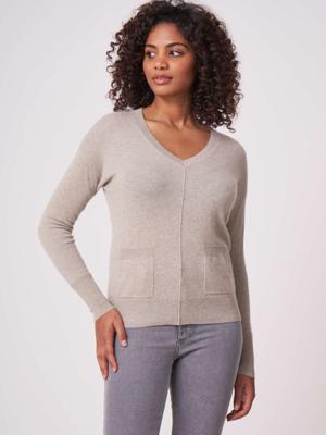 Organisch cashmere trui met voorzakken