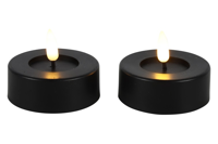 Maxi theelicht LED rond Lyonie zwart 2 stuks hoogte 5,5 x 6,7 cm