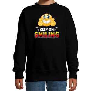 Keep on smiling emoticon fun trui kids zwart 14-15 jaar (170/176)  -