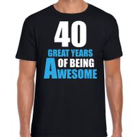 40 great years of being awesome verjaardag cadeau t-shirt zwart voor heren - thumbnail